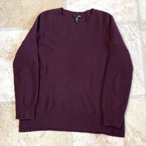 Cashmere crew Neck Sweater Womens M soft edgy Distressed Maroon streetwear